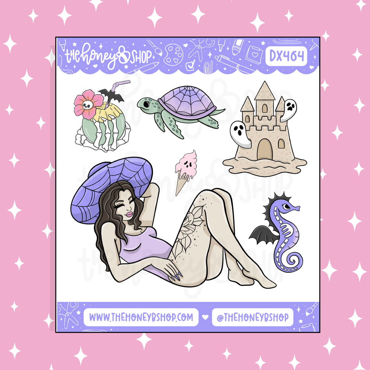 Spooky Summer Babe (V2) Deco Doodle Sticker | June Patreon | Choose your Skin Tone!