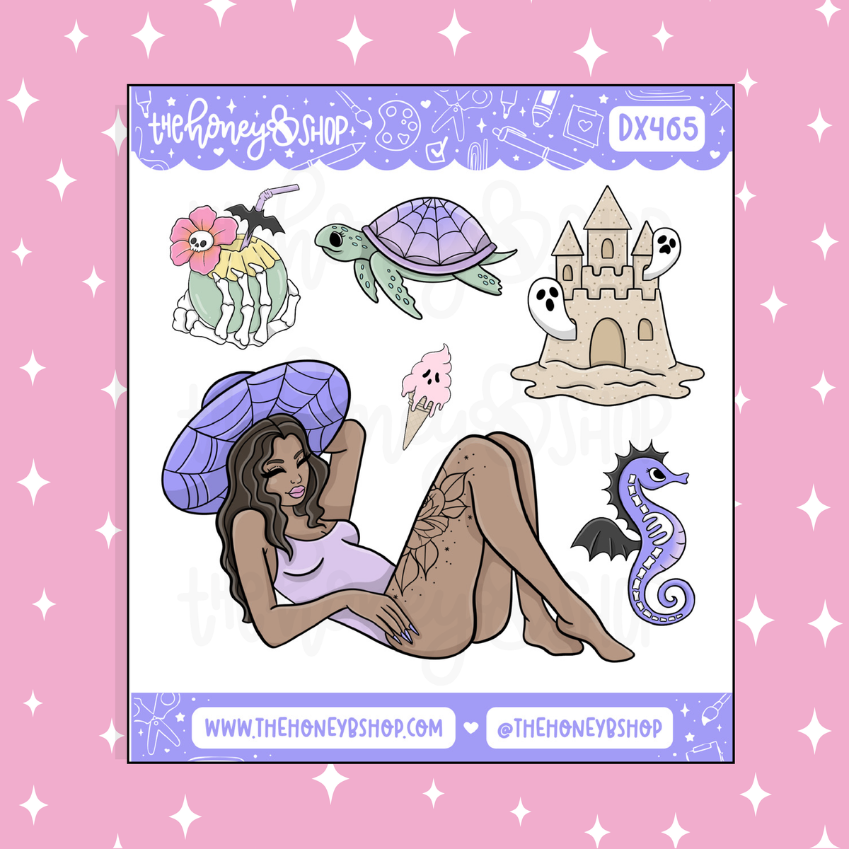 Spooky Summer Babe (V2) Deco Doodle Sticker | June Patreon | Choose your Skin Tone!