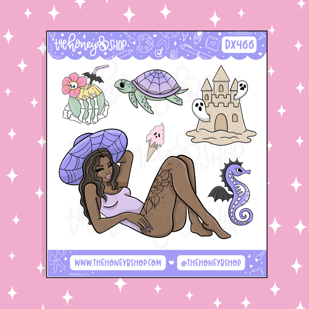 Spooky Summer Babe (V2) Deco Doodle Sticker | June Patreon | Choose your Skin Tone!