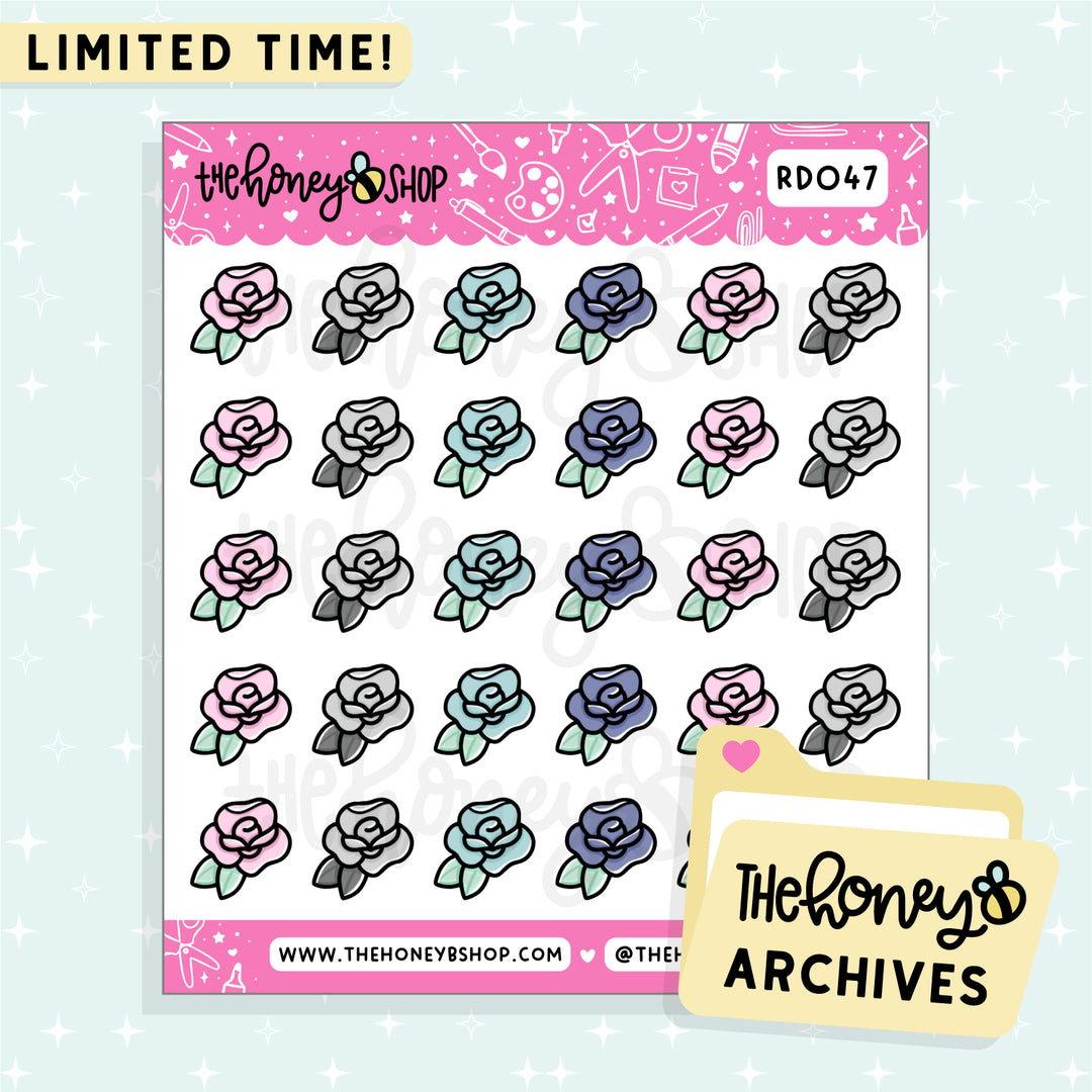 Roses Doodle Sticker Sheet | TheHoneyB Archive