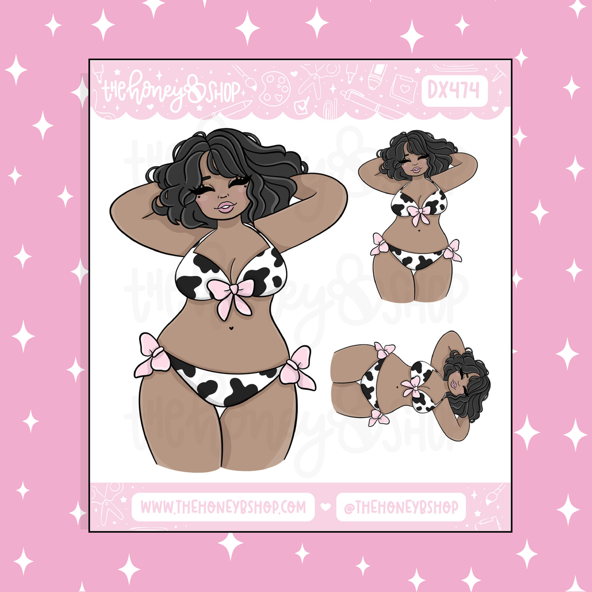 Summer MOO-D Babe Doodle Sticker | Choose your Skin Tone!