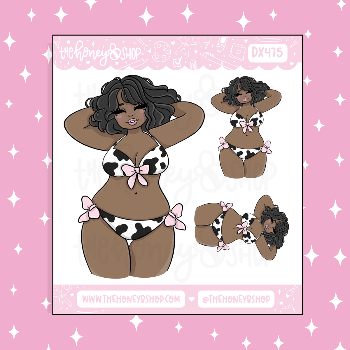 Summer MOO-D Babe Doodle Sticker | Choose your Skin Tone!