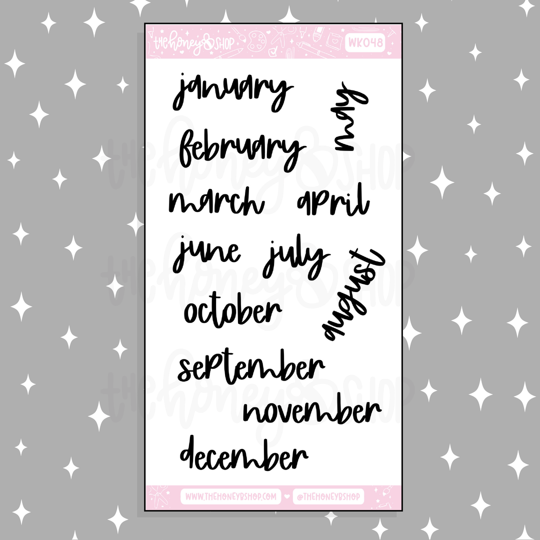 Script Months of the Year Doodle Sticker – TheHoneyBShop