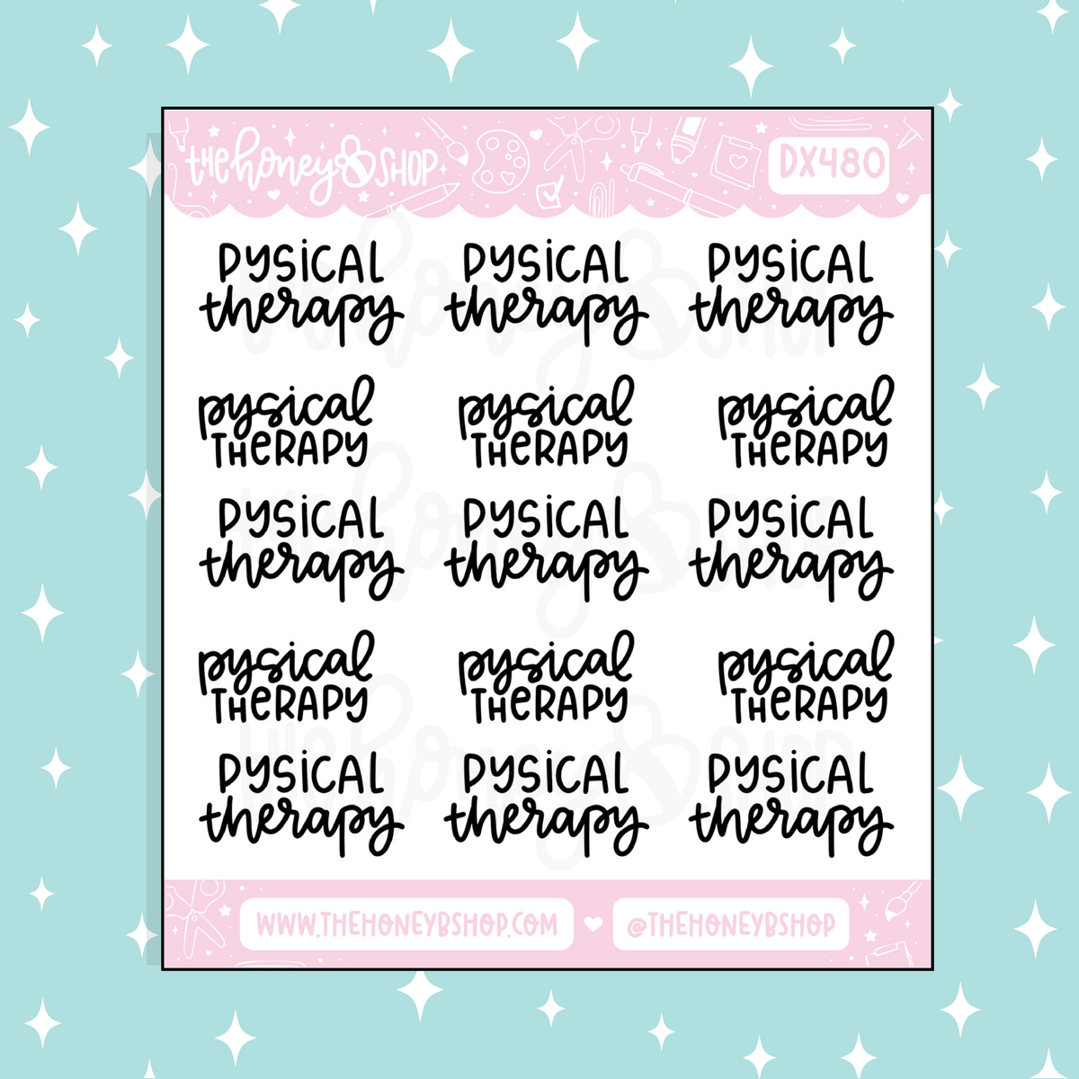 Physical Therapy Lettering Doodle Sticker