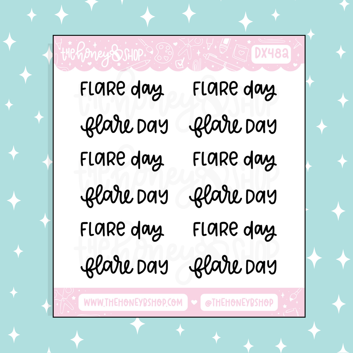 Flare Day Lettering Doodle Sticker