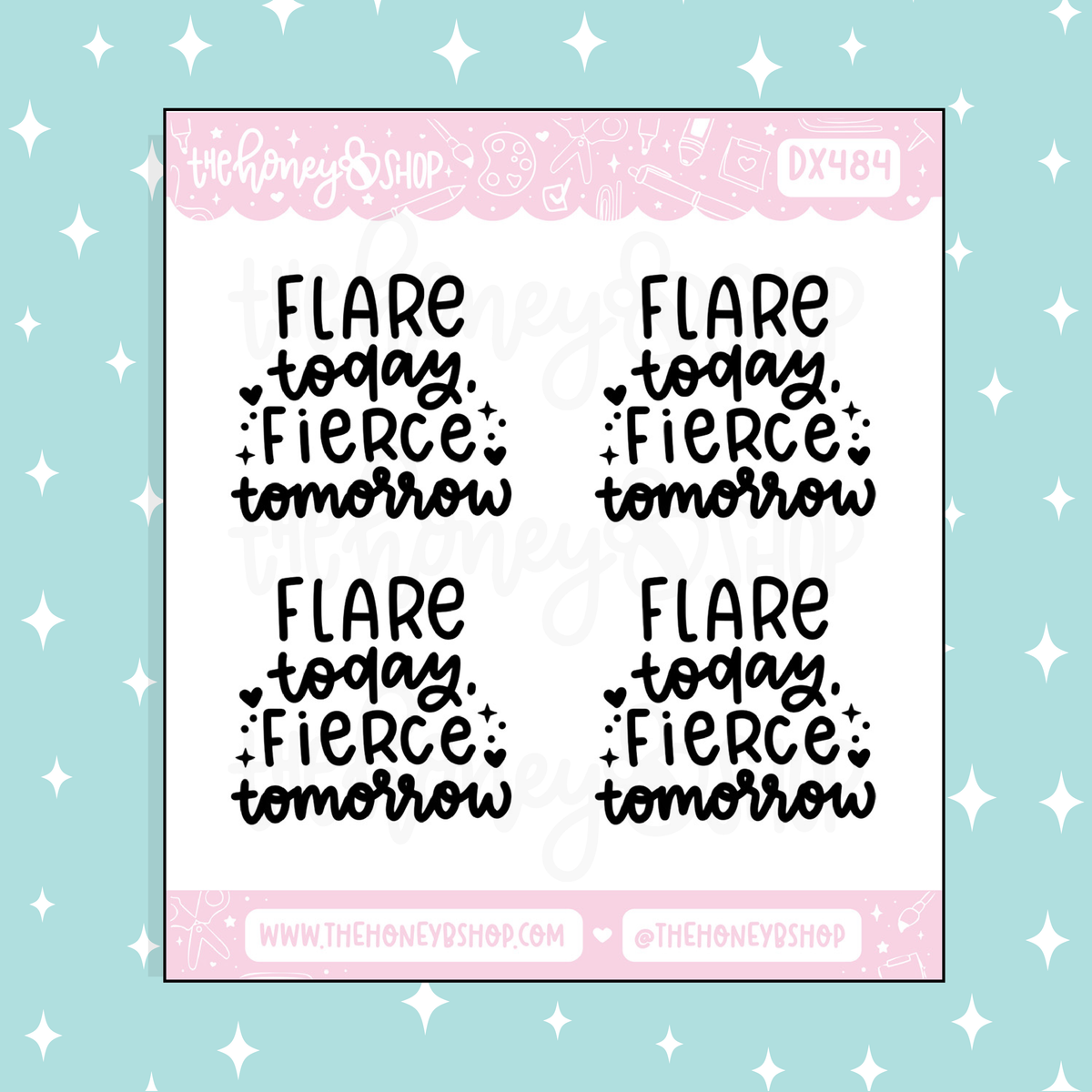 Flare Today, Fierce Tomorrow Lettering Doodle Sticker