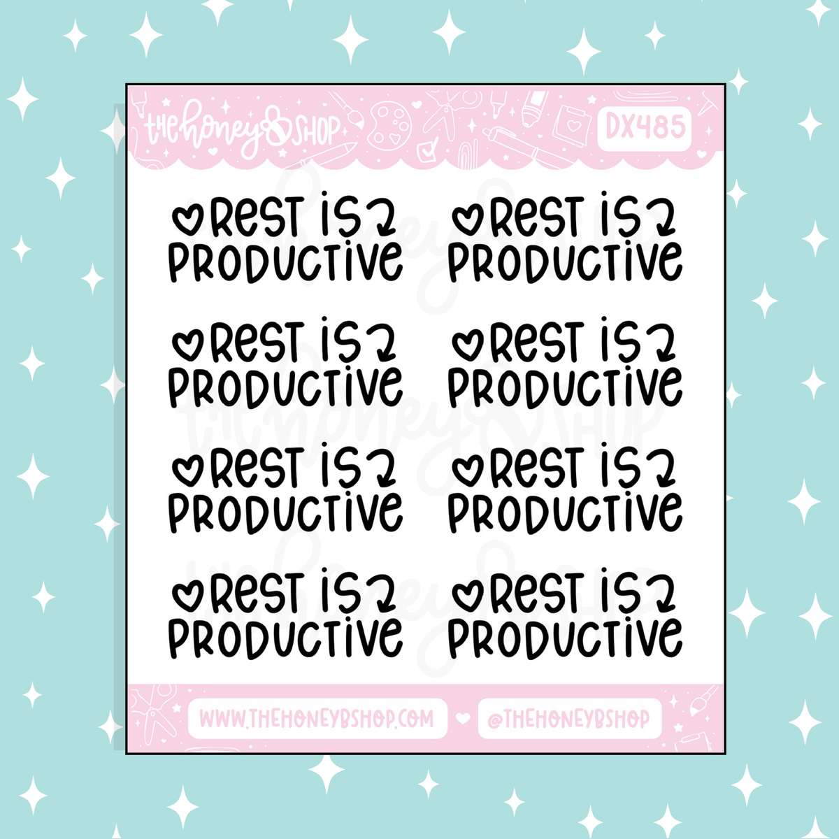Rest Is Productive Lettering Doodle Sticker