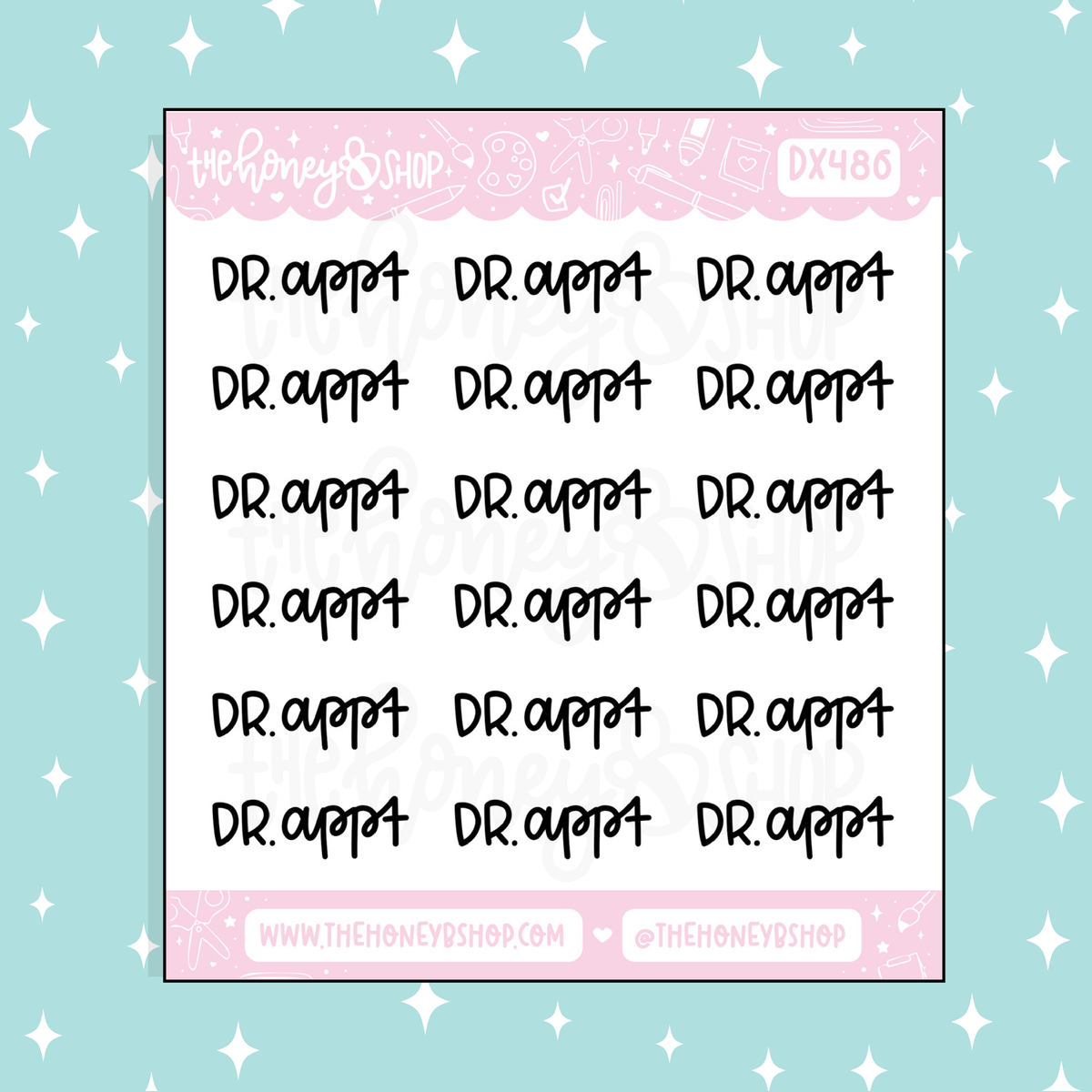 Dr. Appt Lettering Doodle Sticker