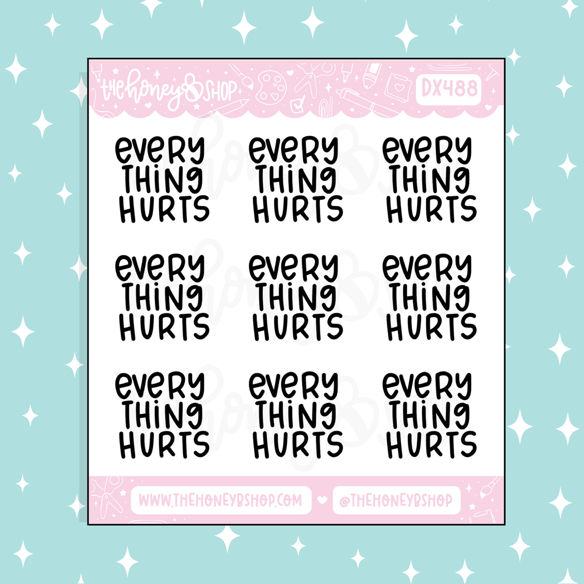 Everything Hurts Lettering Doodle Sticker