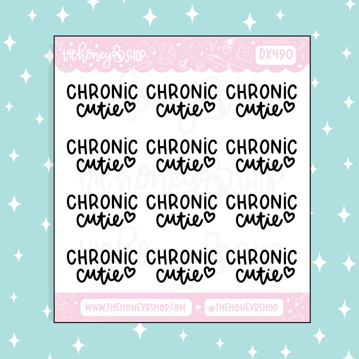 Chronic Cutie Lettering Doodle Sticker