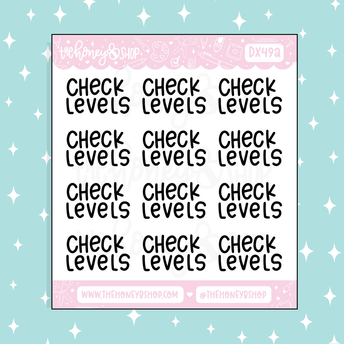 Check Levels Lettering Doodle Sticker