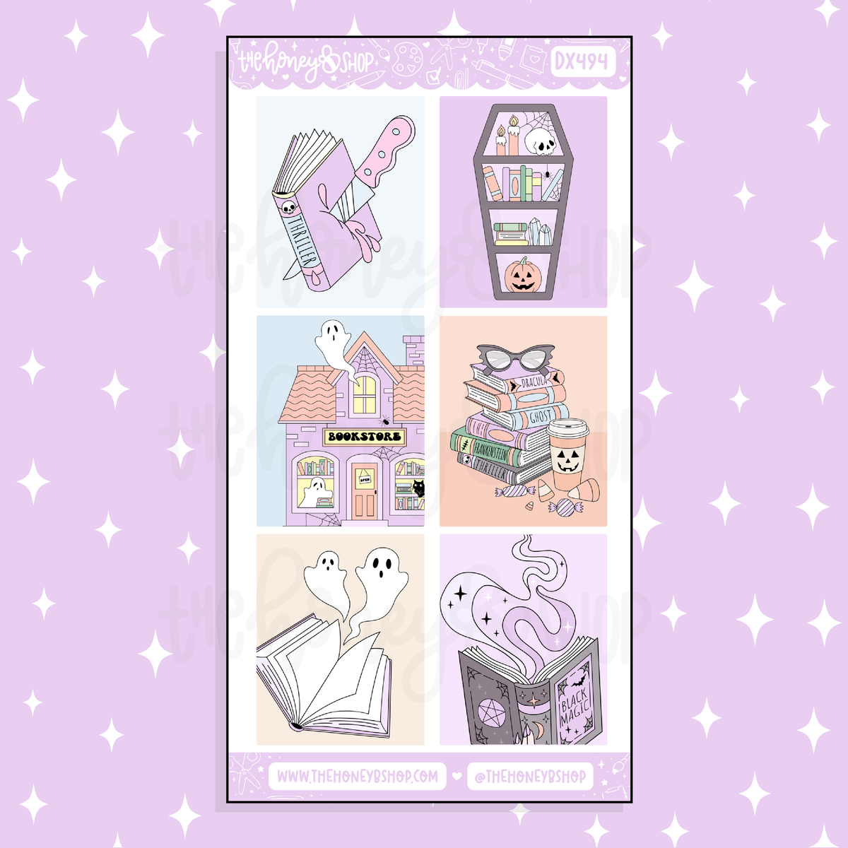 Bookish Halloween Full Boxes Doodle Sticker