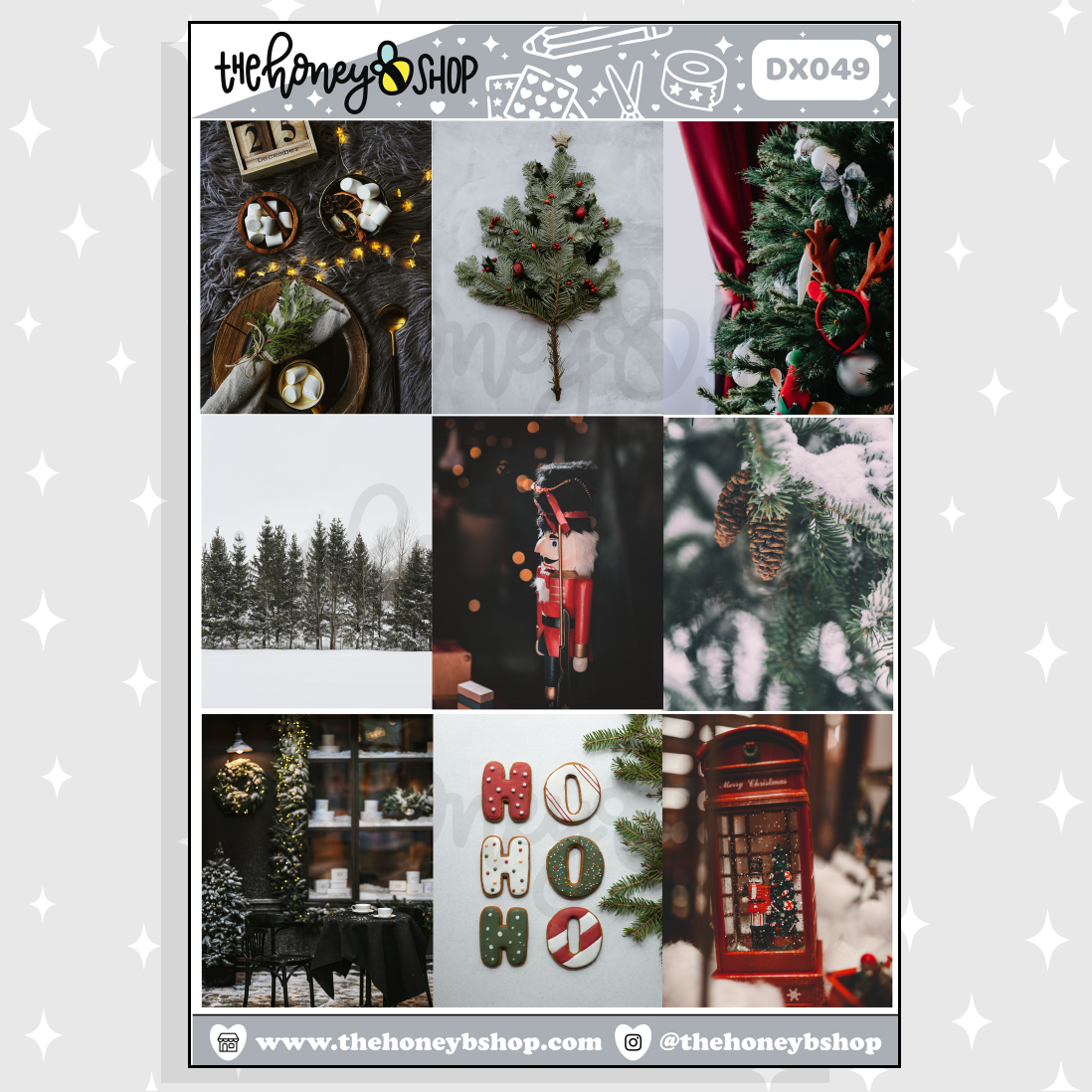 Moody Christmas Photo Full Boxes Doodle Sticker