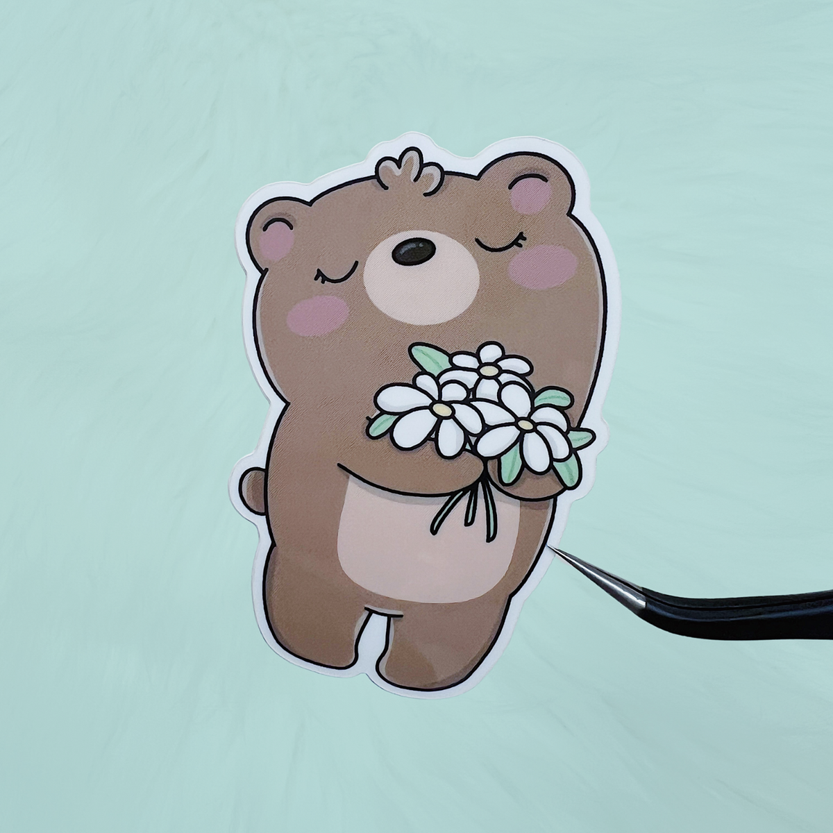 Daisy Bear Vinyl Sticker Die Cut