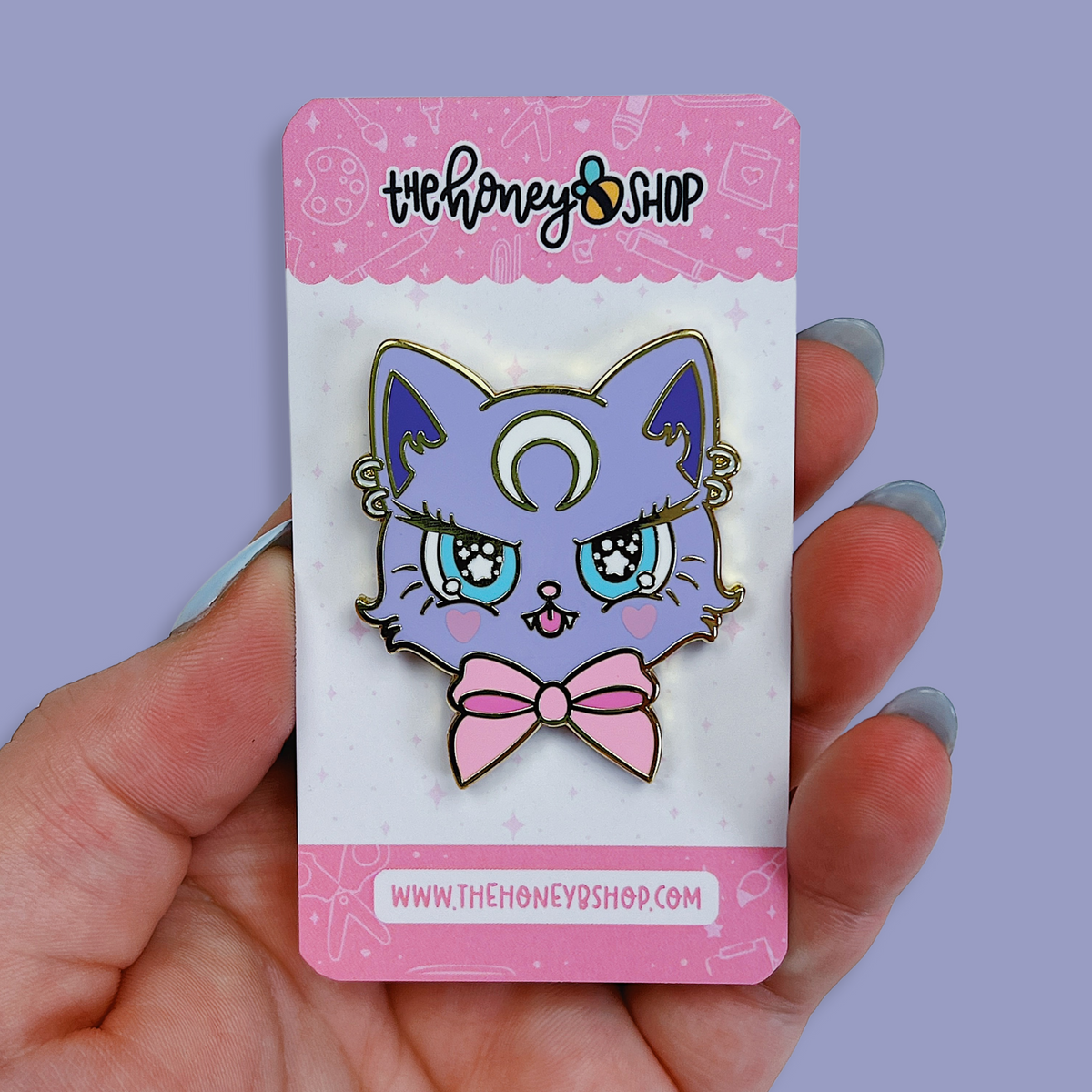Fierce Moon Kitty Enamel Pin | Gold Plated