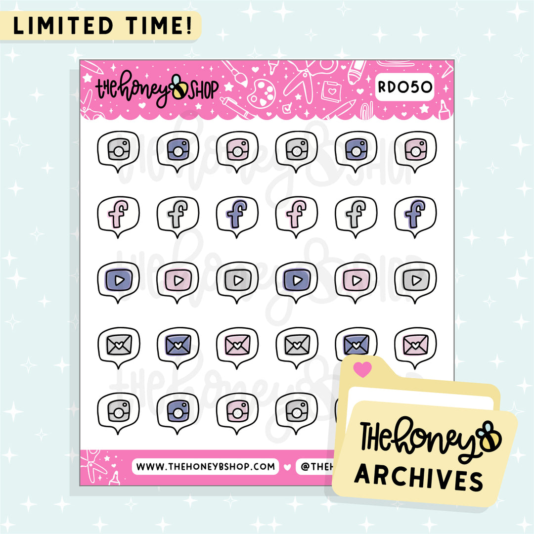Social Media Bubbles Doodle Sticker Sheet | TheHoneyB Archive