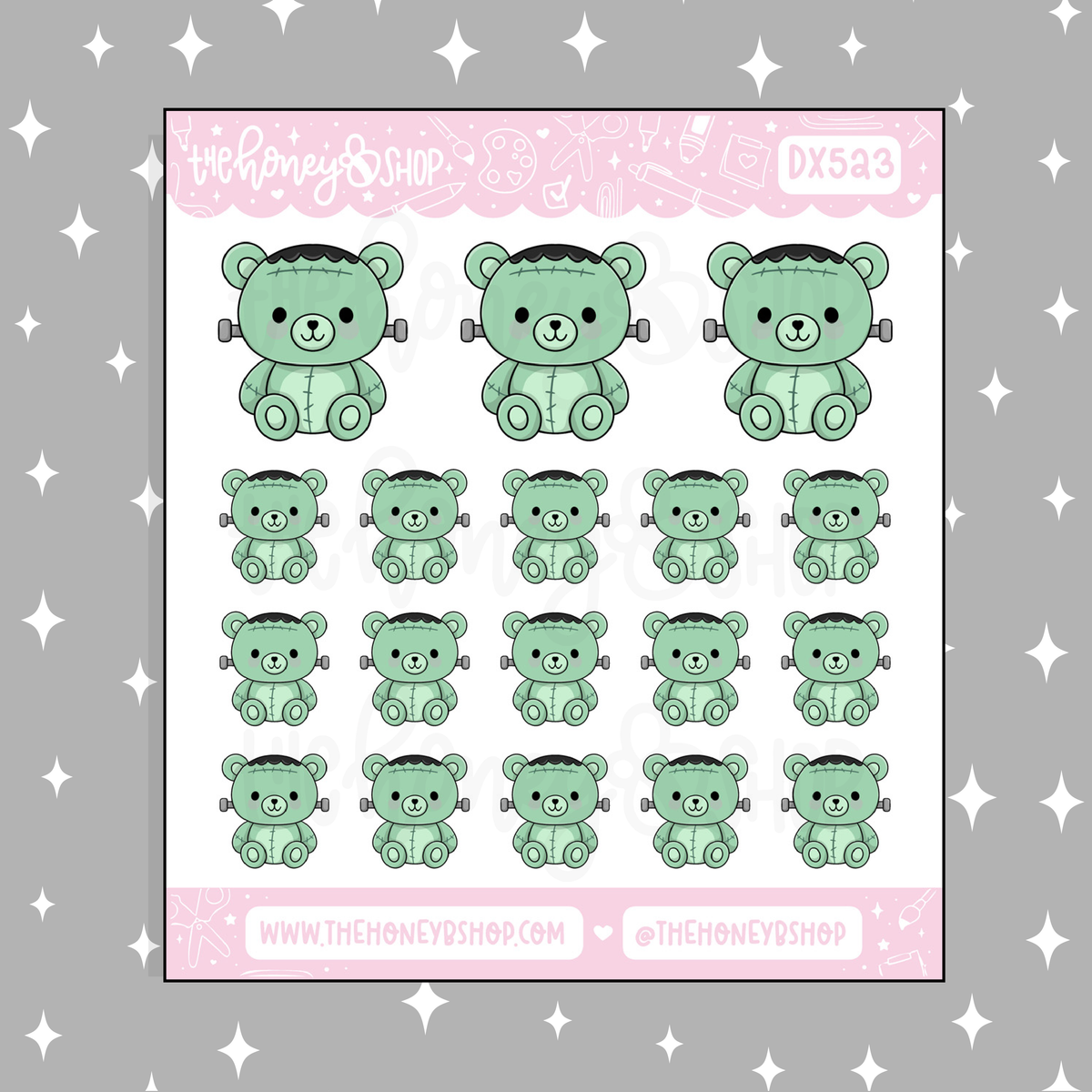 Frankenstein Teddy Bear Doodle Sticker