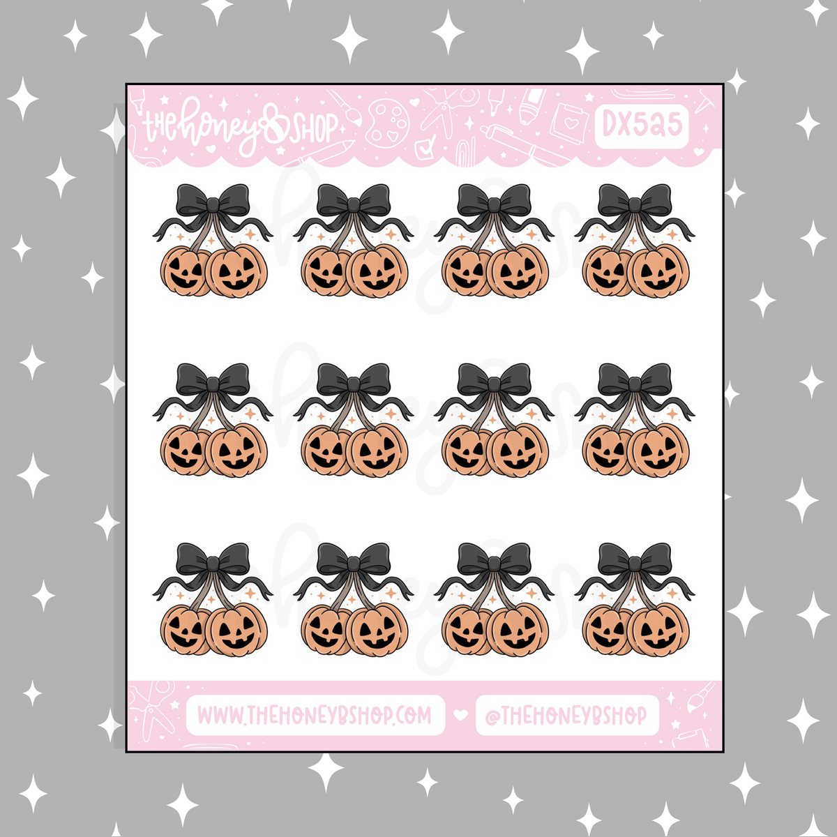 Coquette Pumpkin Cherries Doodle Sticker