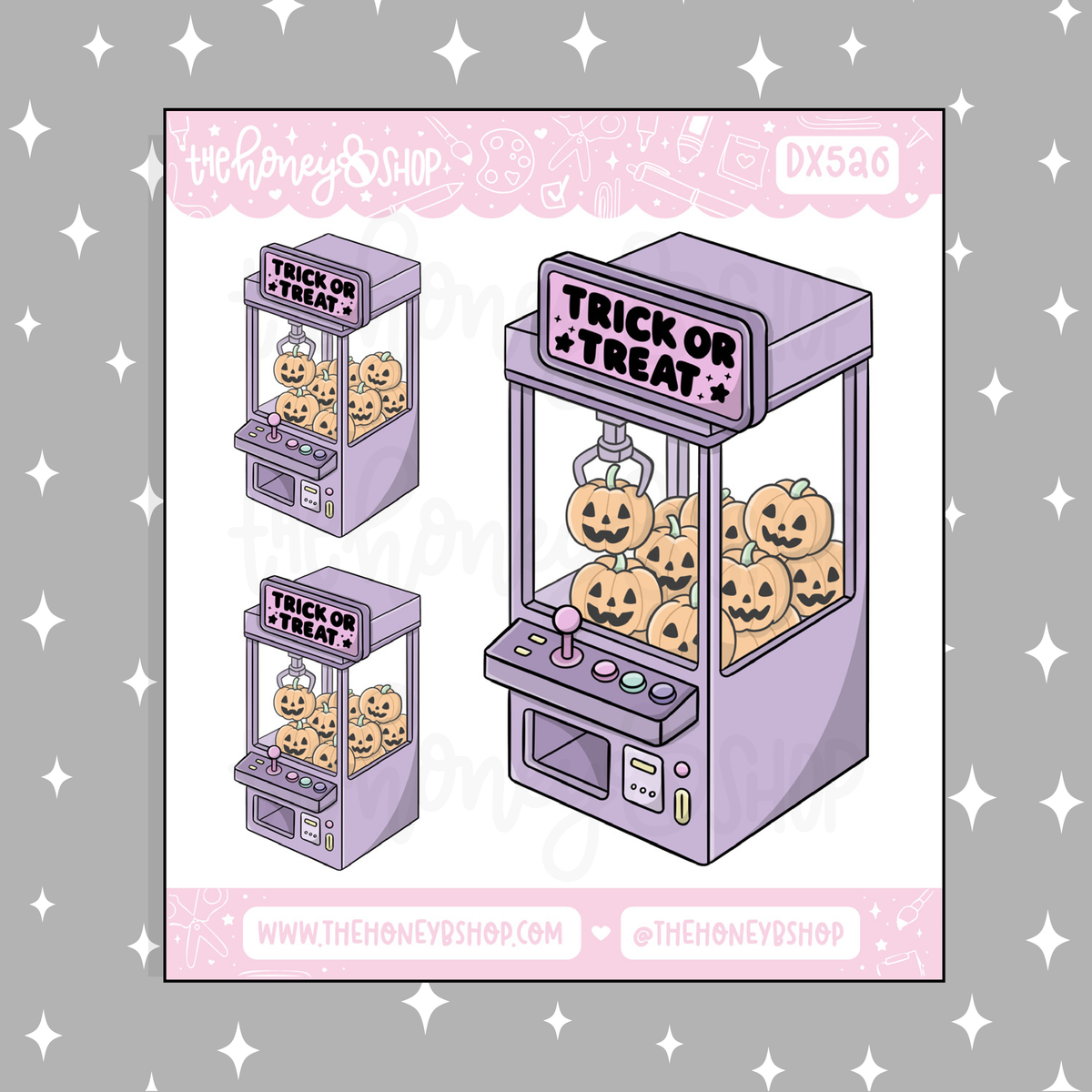 Trick or Treat Pumpkin Claw Machine Doodle Sticker