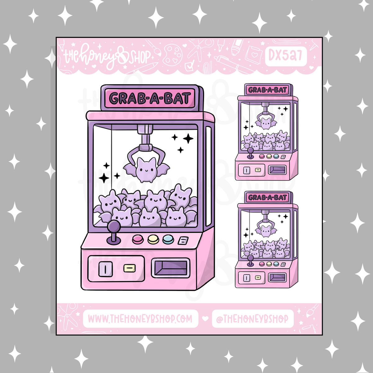 Grab-A-Bat Claw Machine Doodle Sticker