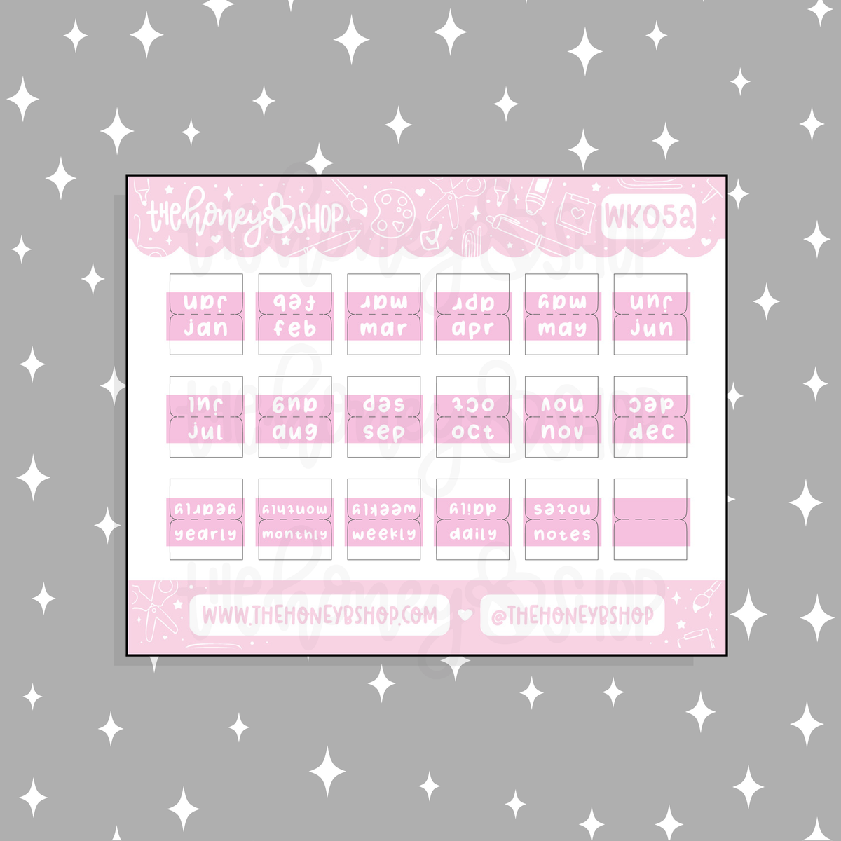 Planner Monthly + Functional Tabs Doodle Sticker | Choose Your Color Option!