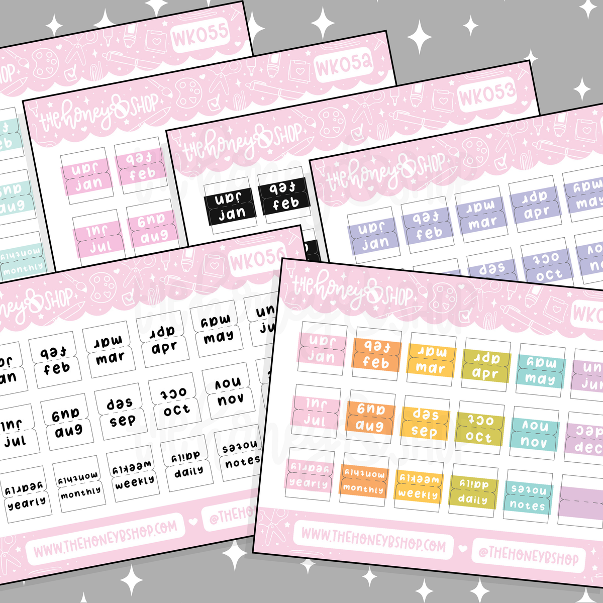 Planner Monthly + Functional Tabs Doodle Sticker | Choose Your Color Option!