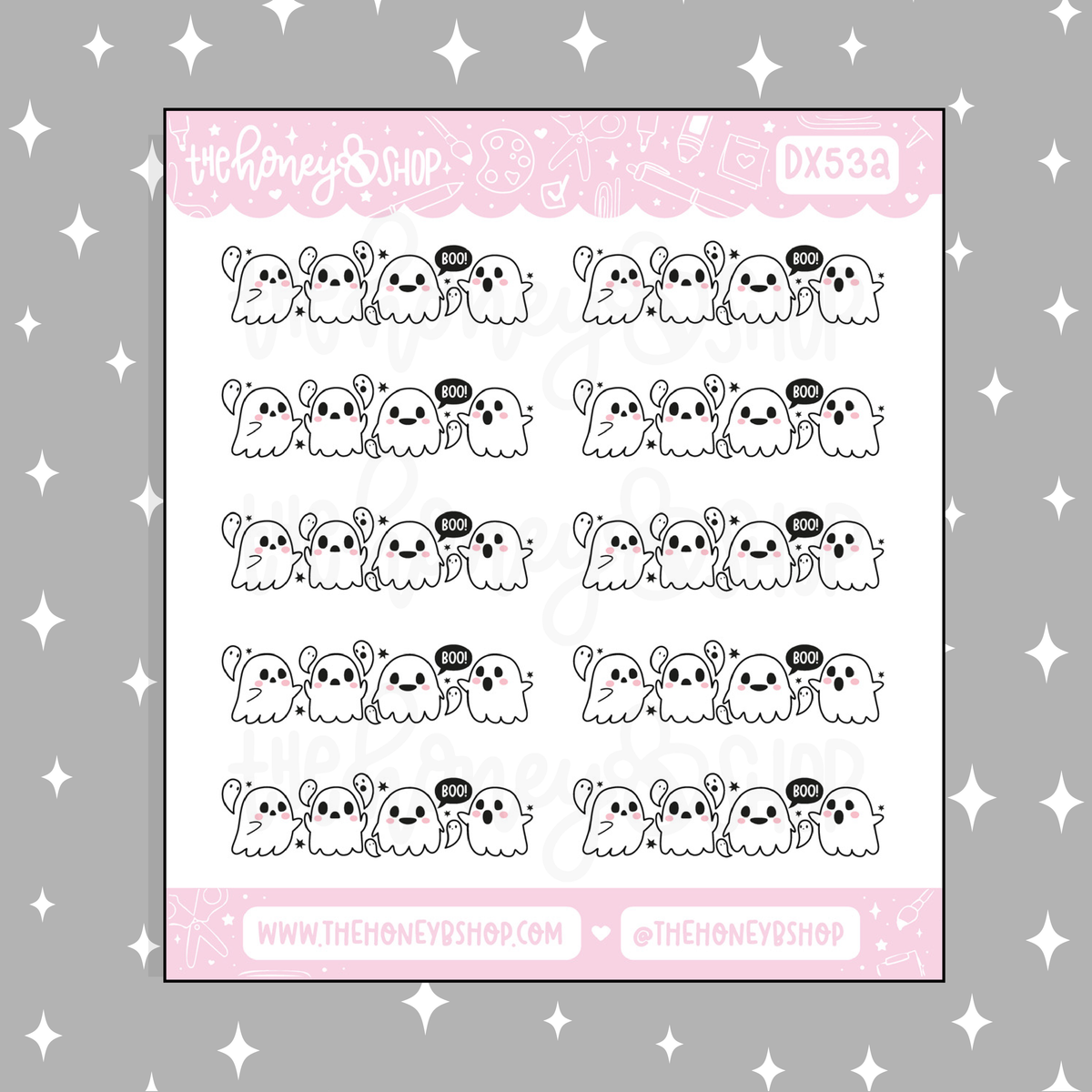 Boo Ghostie Headers Doodle Sticker