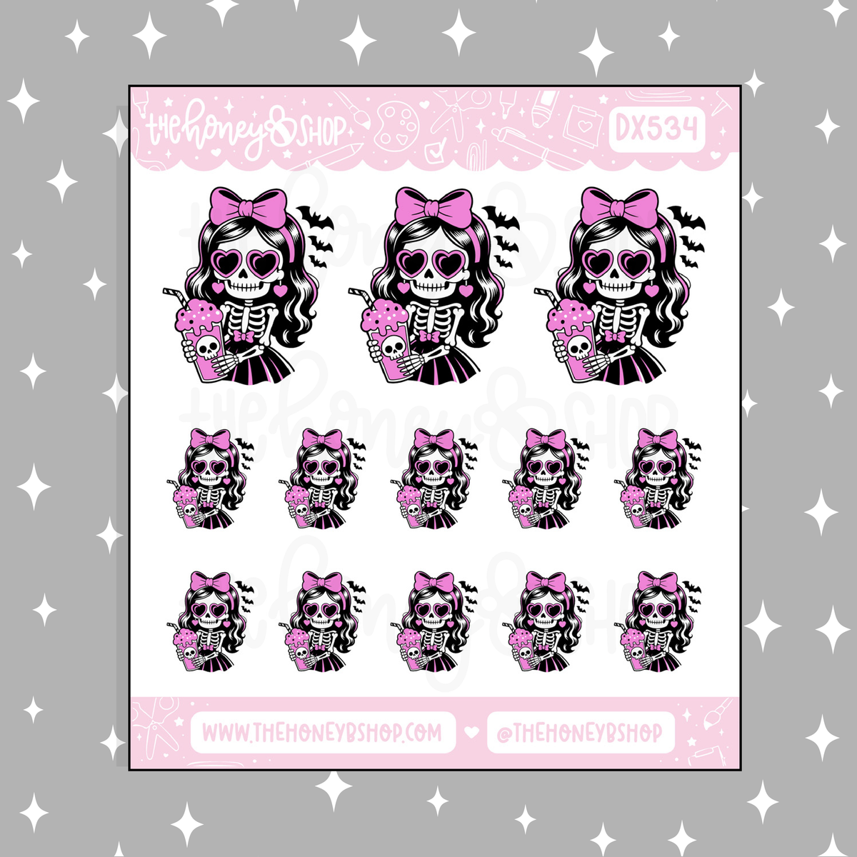 Baddie Skele Babe Doodle Sticker