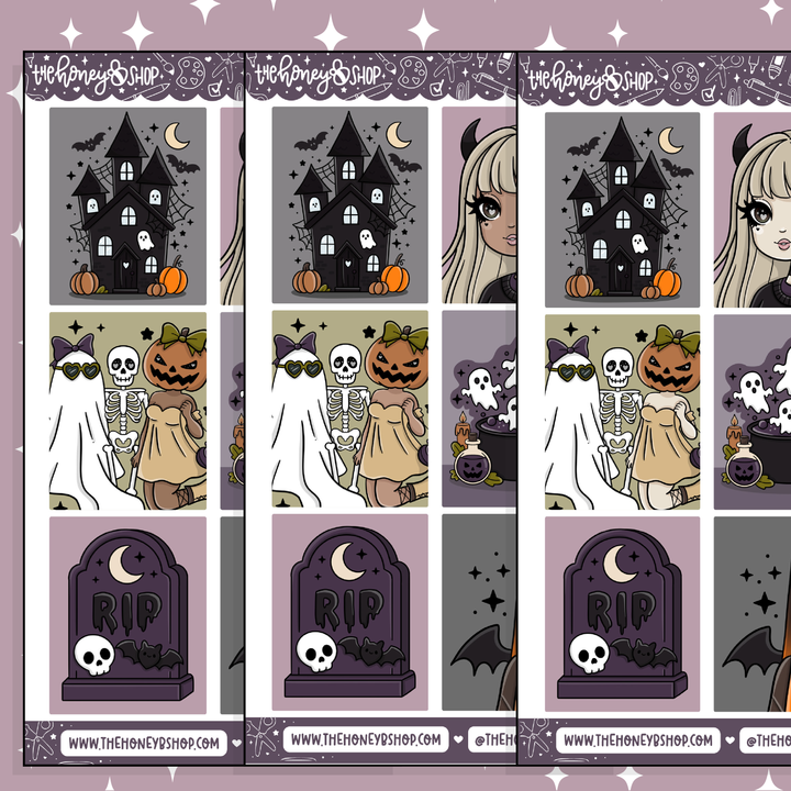 Etiqueta engomada del Doodle de cajas llenas de aguamarina | Patreón de marzo | ¡Elige tu tono de piel!