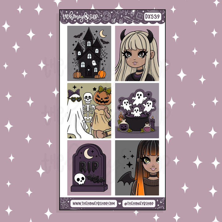 Etiqueta engomada del Doodle de cajas llenas de aguamarina | Patreón de marzo | ¡Elige tu tono de piel!