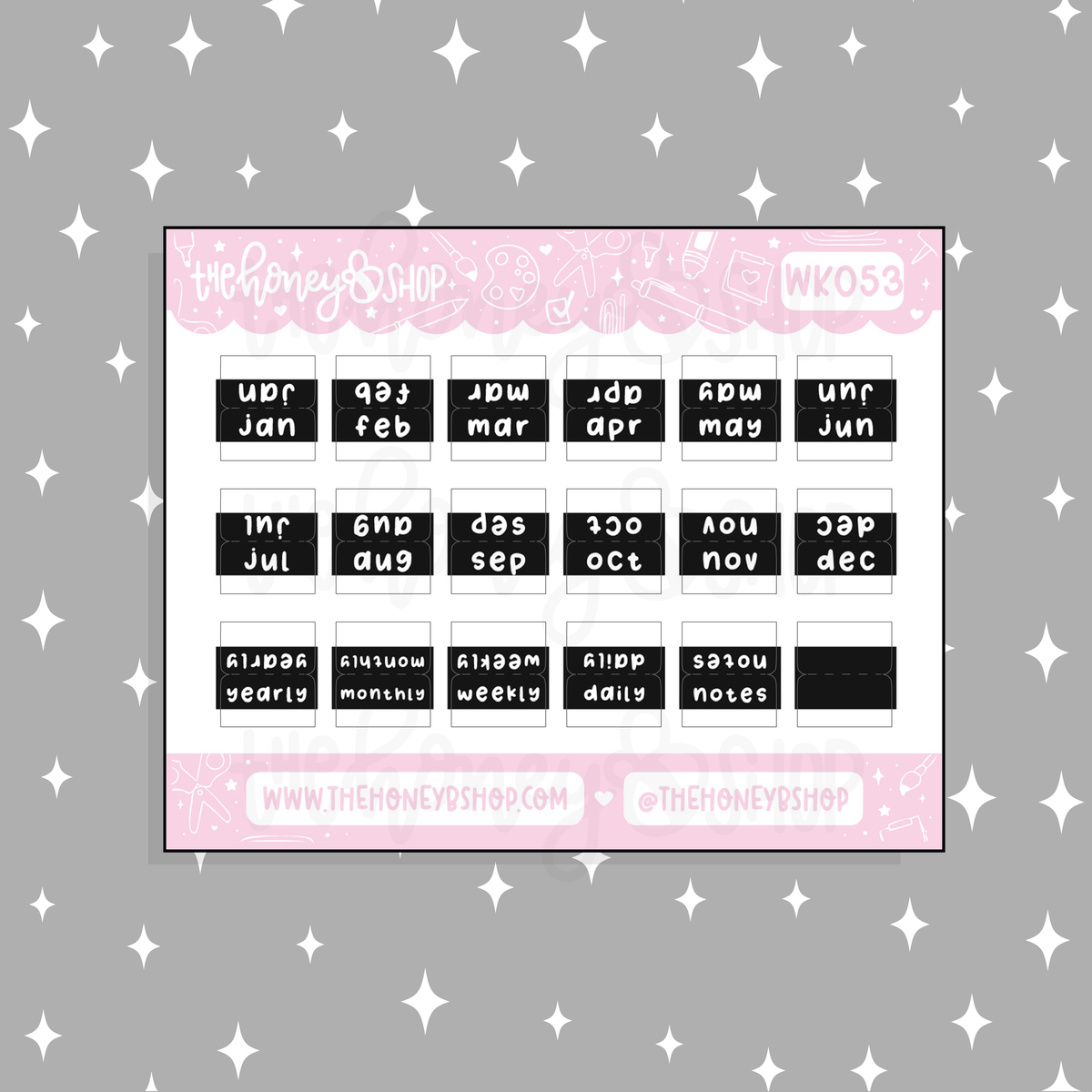 Planner Monthly + Functional Tabs Doodle Sticker | Choose Your Color Option!