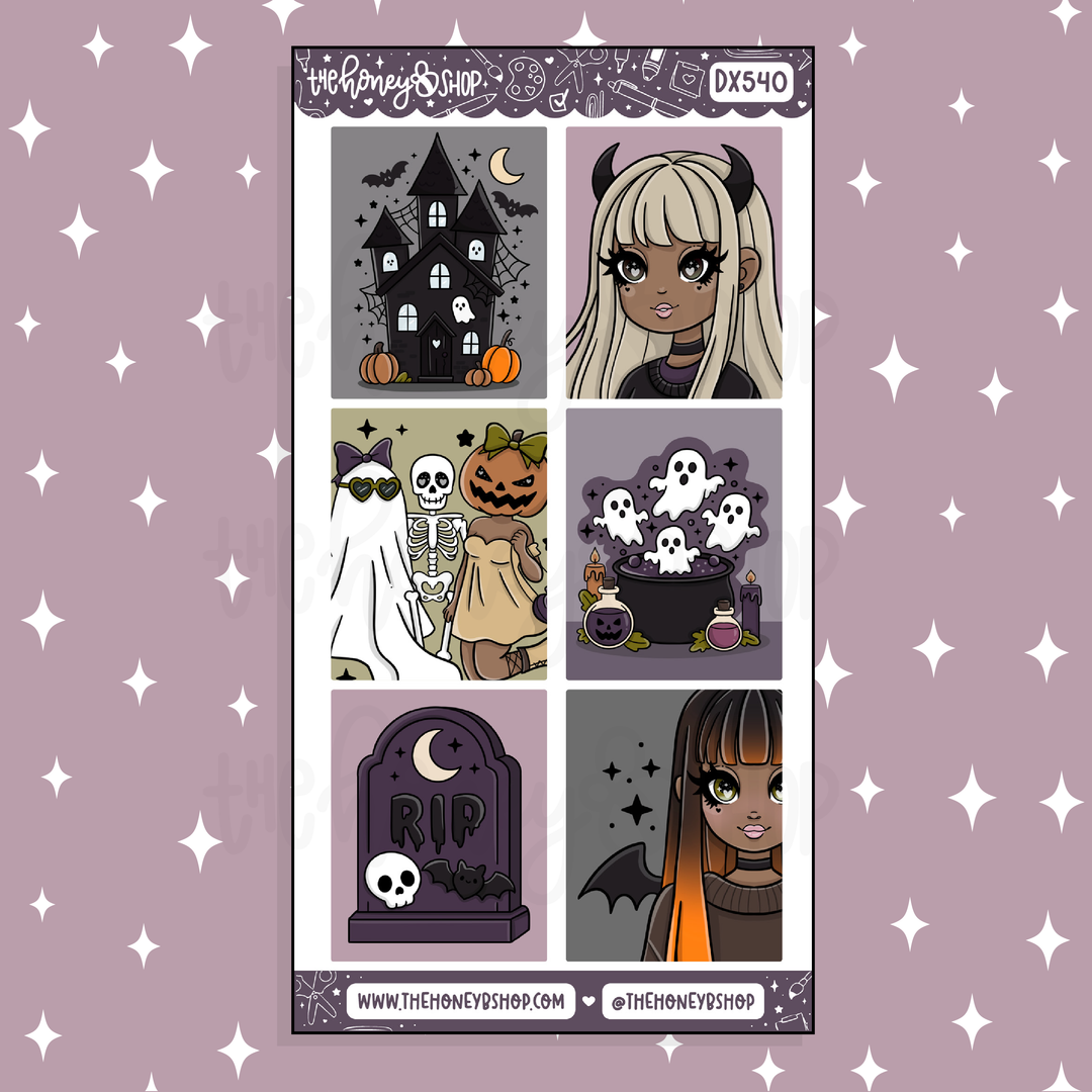 Etiqueta engomada del Doodle de cajas llenas de aguamarina | Patreón de marzo | ¡Elige tu tono de piel!