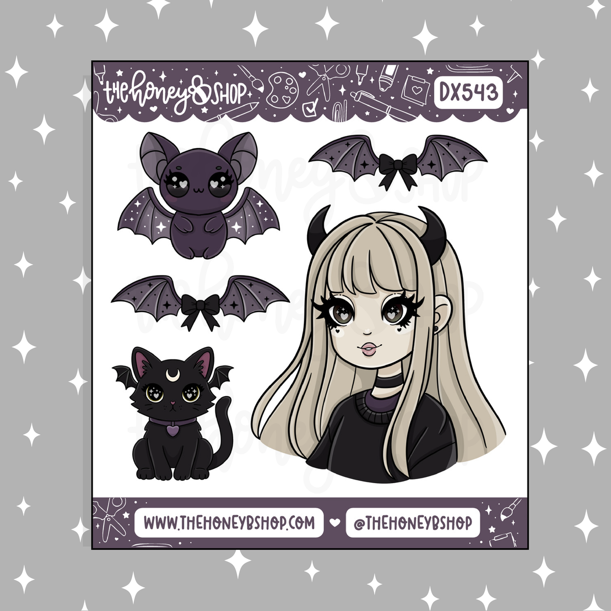 Spooky Babe with Deco Doodle Sticker | October Patreon | Choose your Skin Tone!