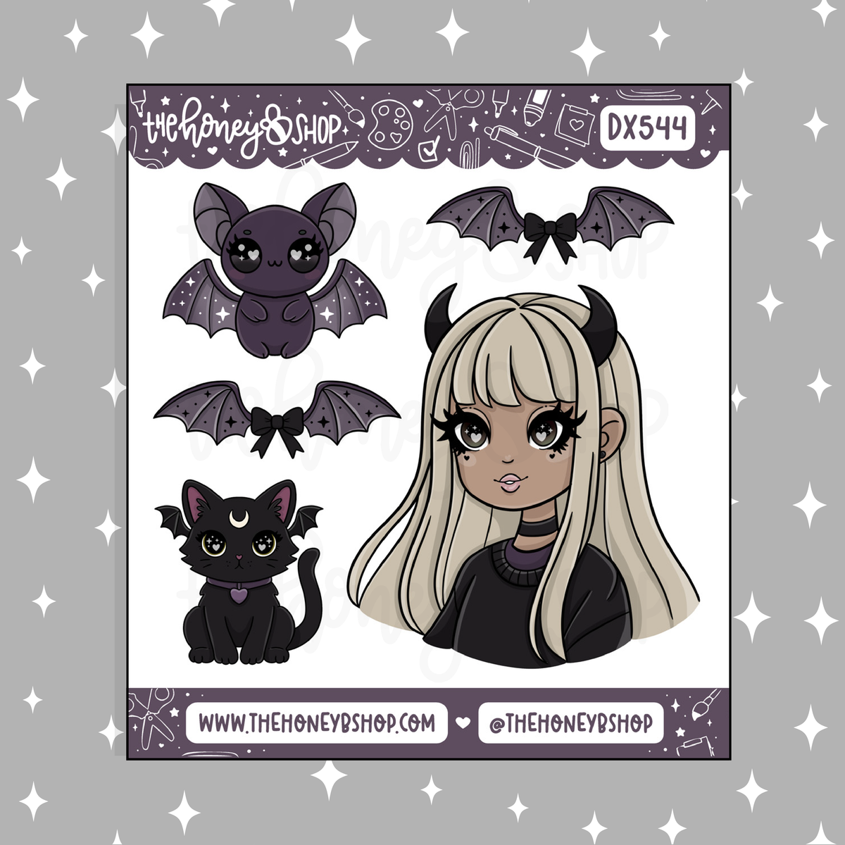 Spooky Babe with Deco Doodle Sticker | October Patreon | Choose your Skin Tone!
