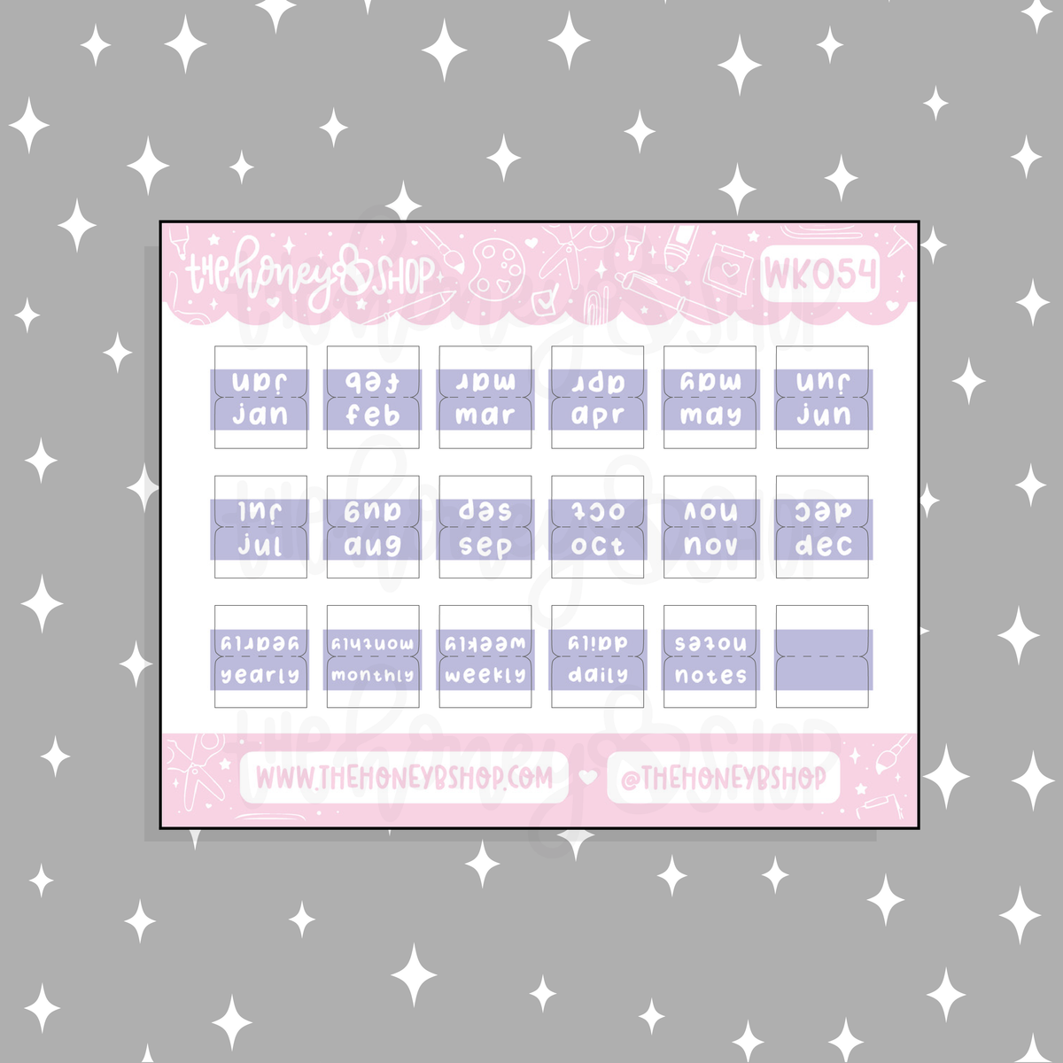 Planner Monthly + Functional Tabs Doodle Sticker | Choose Your Color Option!