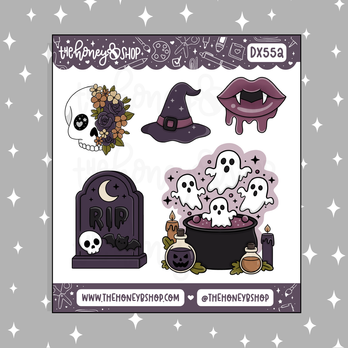 Traditional Spooky Stationery Deco Doodle Sticker | October Patreon