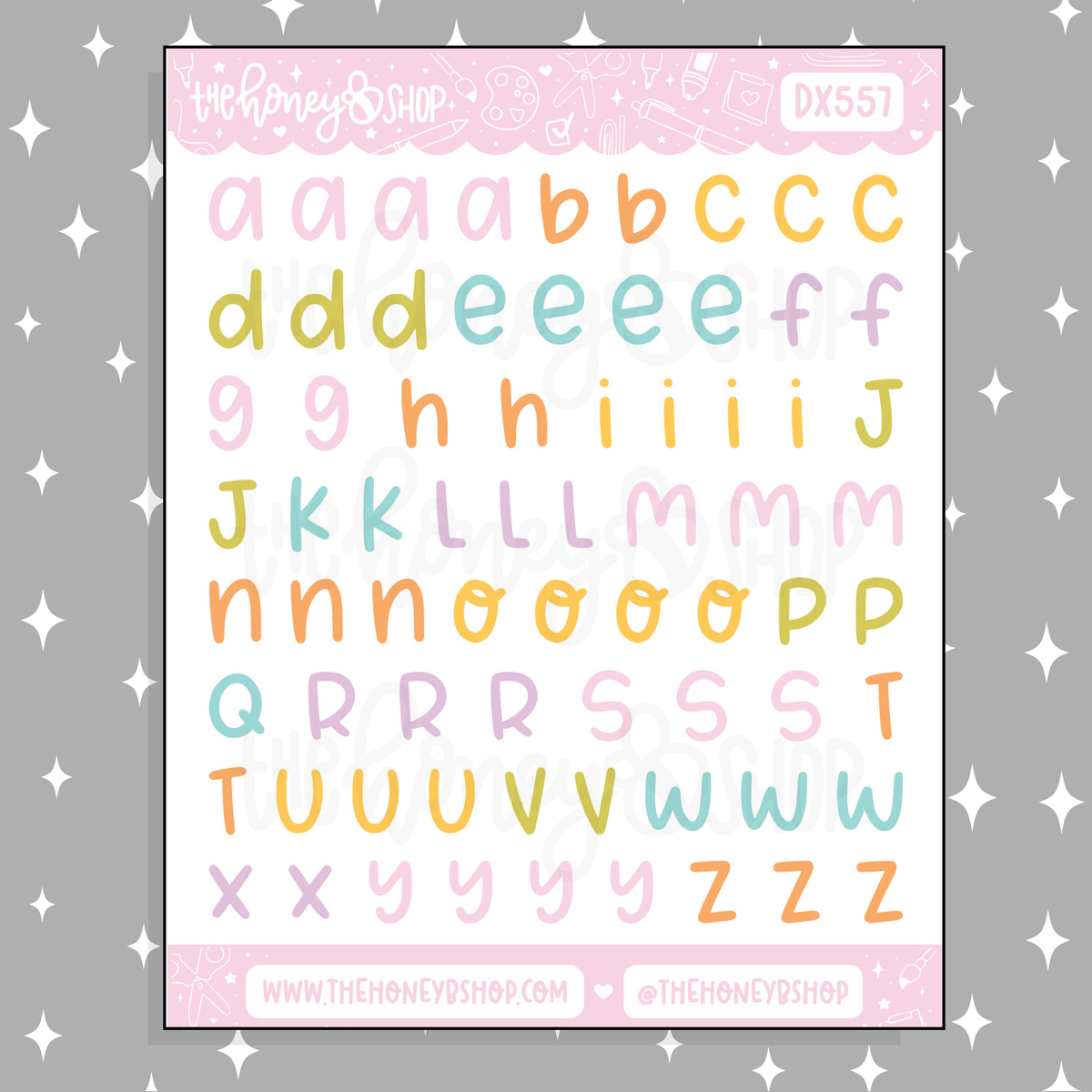 Shan's Lettering Alphabet Doodle Sticker | Rainbow