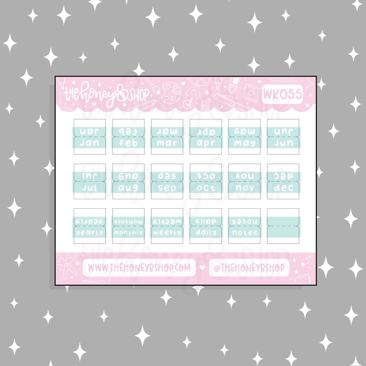 Planner Monthly + Functional Tabs Doodle Sticker | Choose Your Color Option!