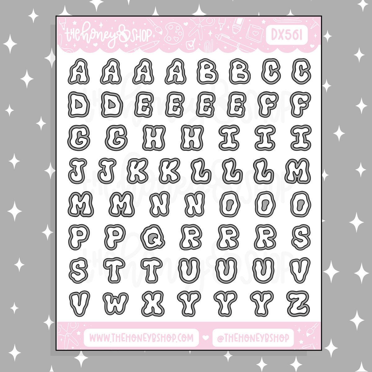 Creepy Cool Letters Alphabet Doodle Sticker