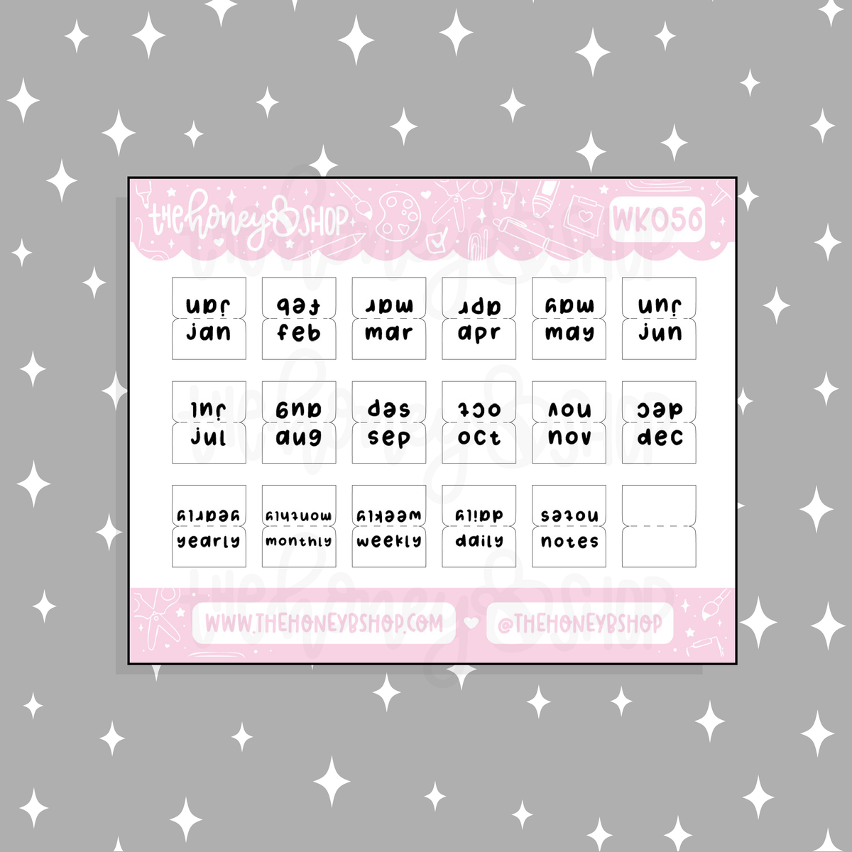 Planner Monthly + Functional Tabs Doodle Sticker | Choose Your Color Option!
