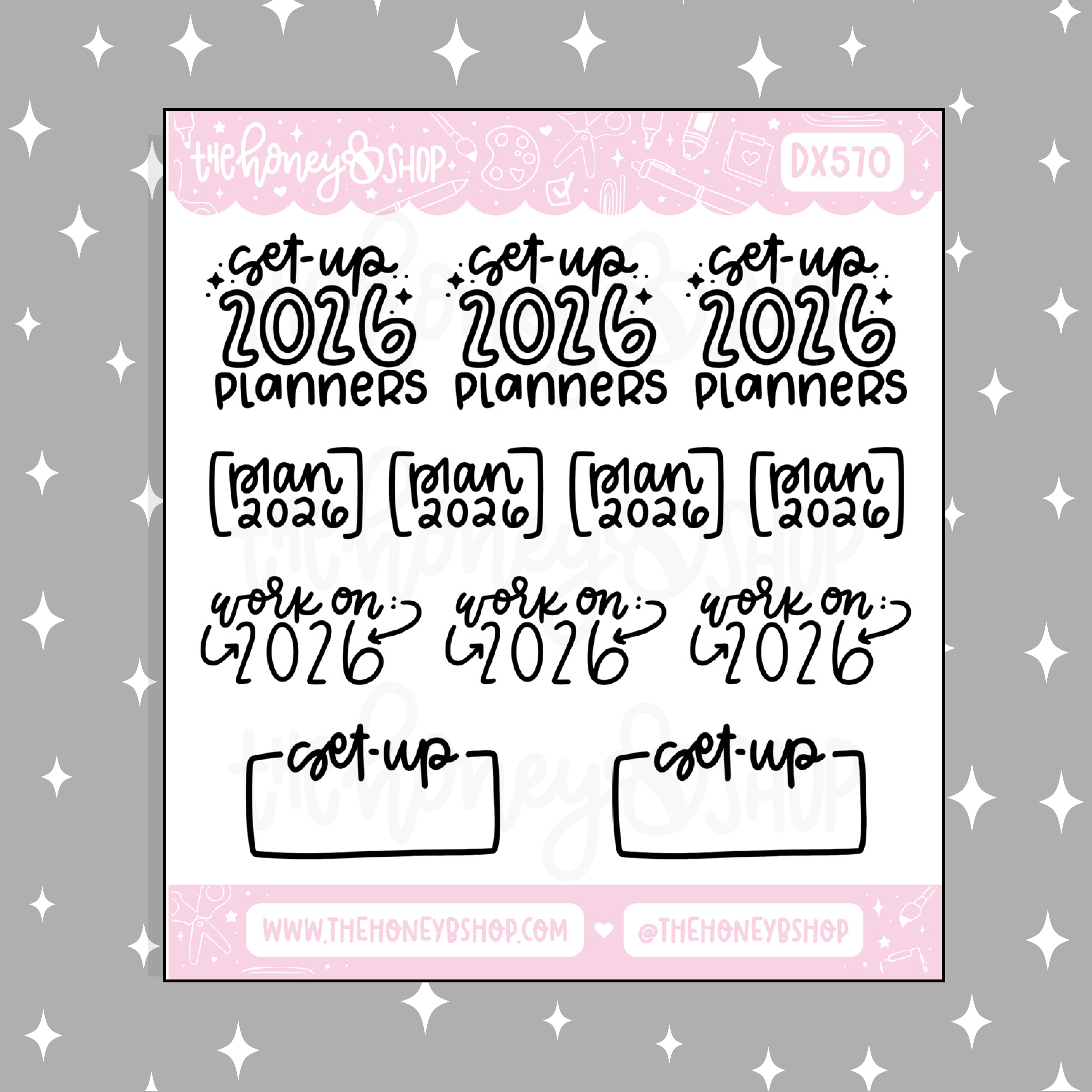 2026 Notebook Sticker Set-Up 2026 Planners + Notebooks Lettering Doodle Sticker – TheHoneyBShop