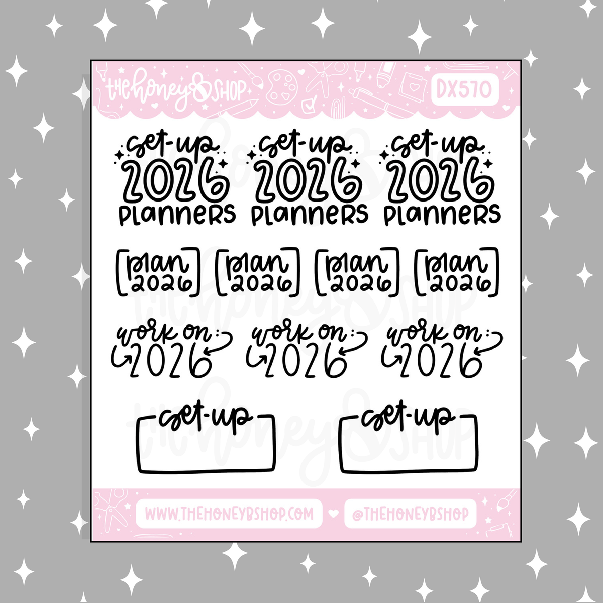 Set-Up 2026 Planners + Notebooks Lettering Doodle Sticker