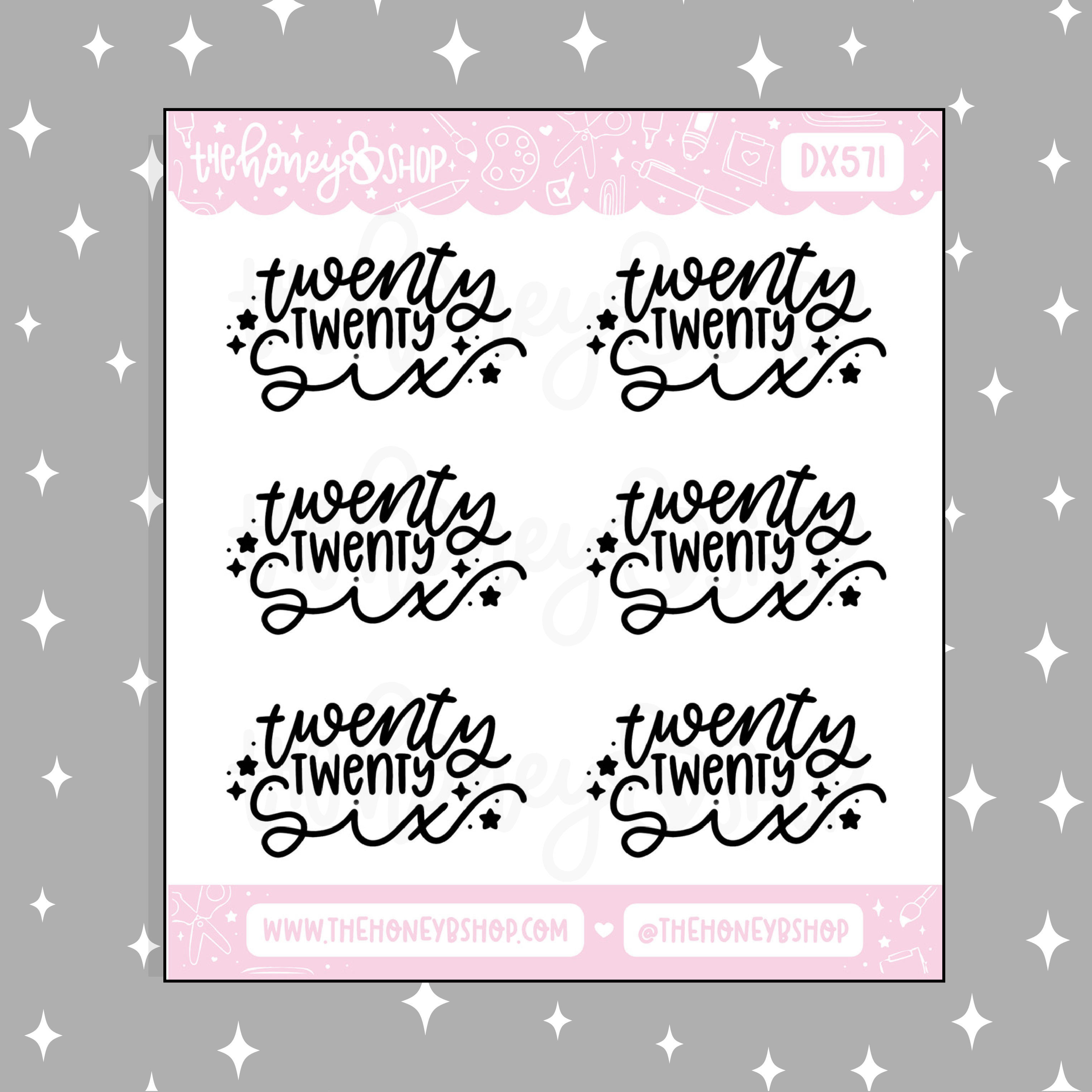 Twenty Twenty Six 2026 Lettering Doodle Sticker – TheHoneyBShop