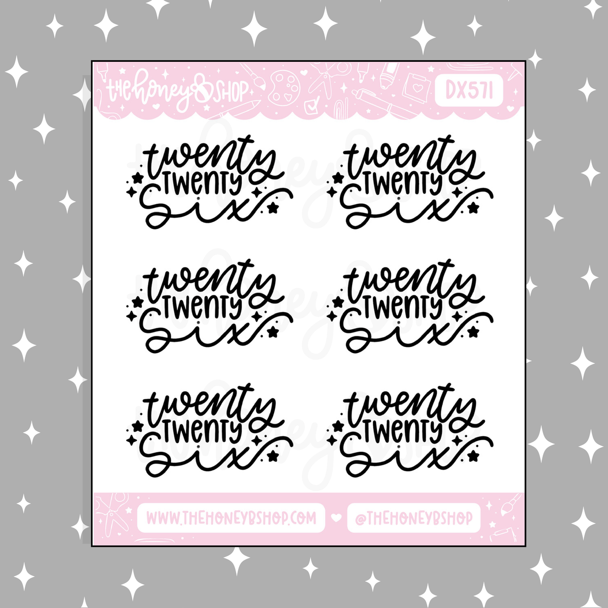 Twenty Twenty Six 2026 Lettering Doodle Sticker