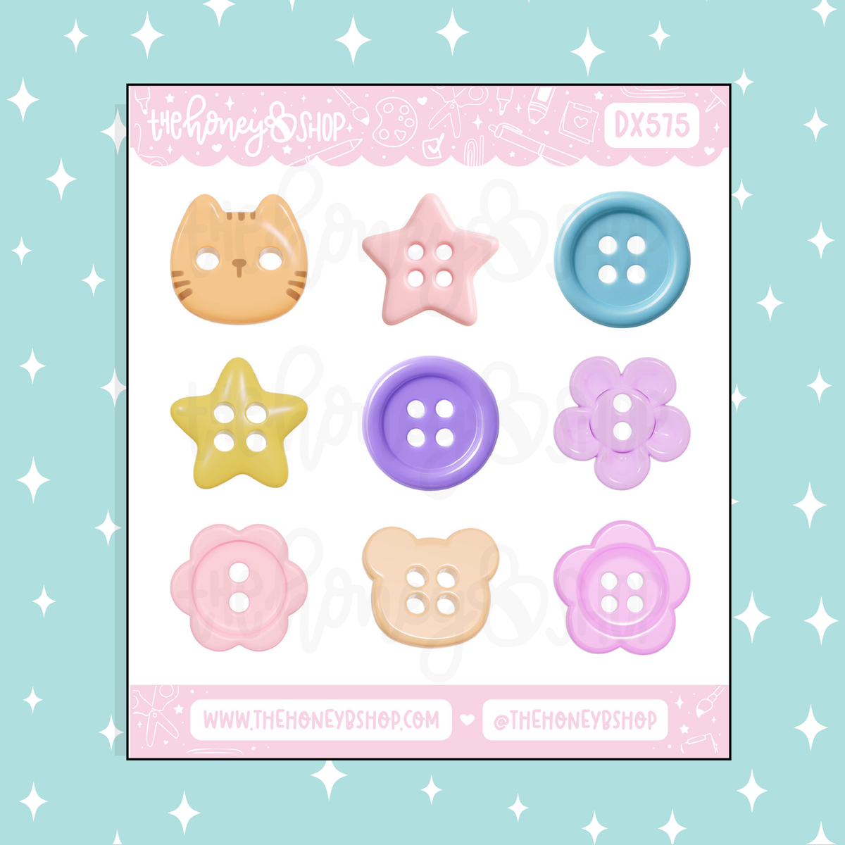 Cutesy Buttons Doodle Sticker