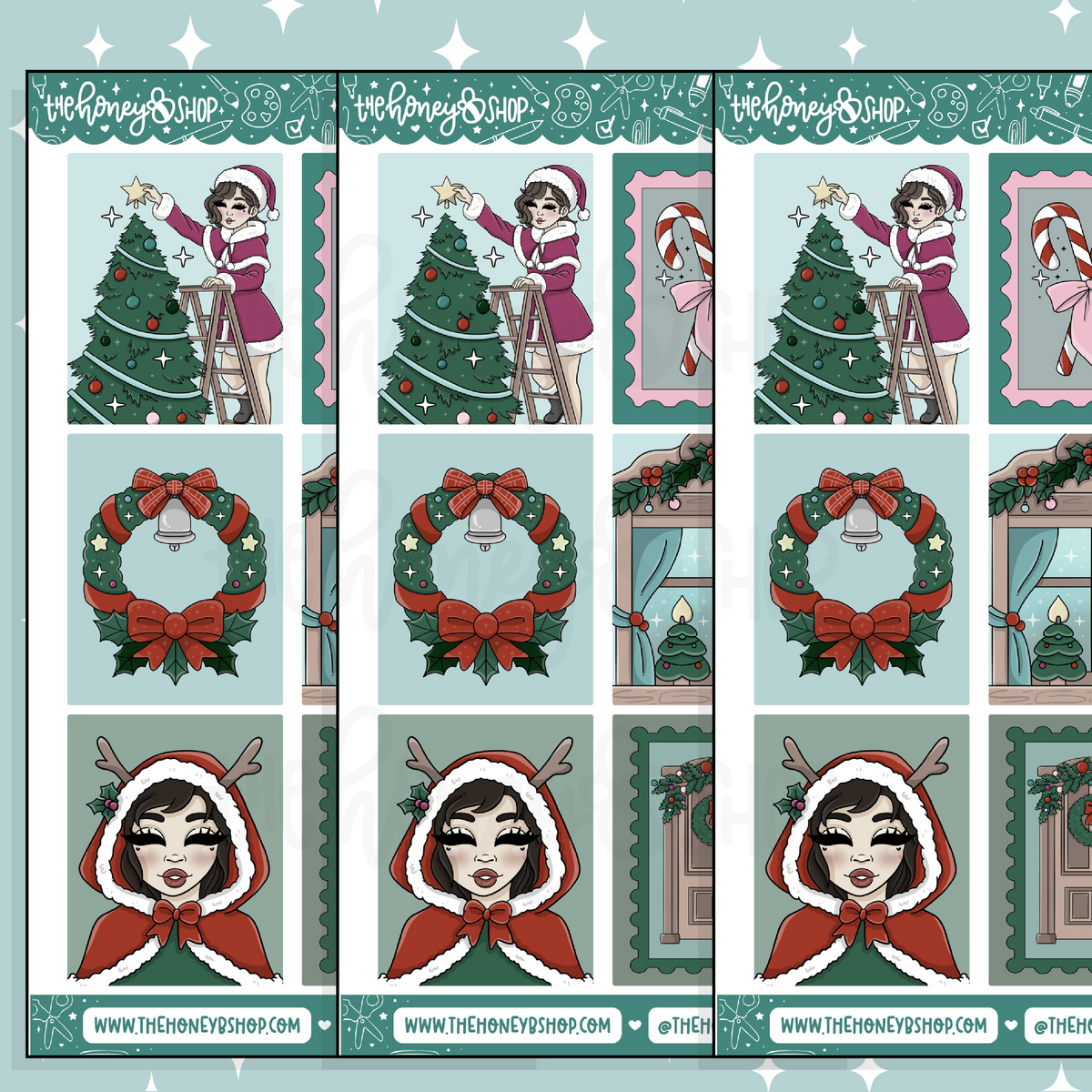 Cozy Christmas Full Boxes Doodle Sticker | November Patreon | Choose your Skin Tone!