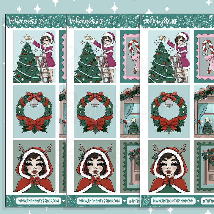 Cozy Christmas Full Boxes Doodle Sticker | November Patreon | Choose your Skin Tone!