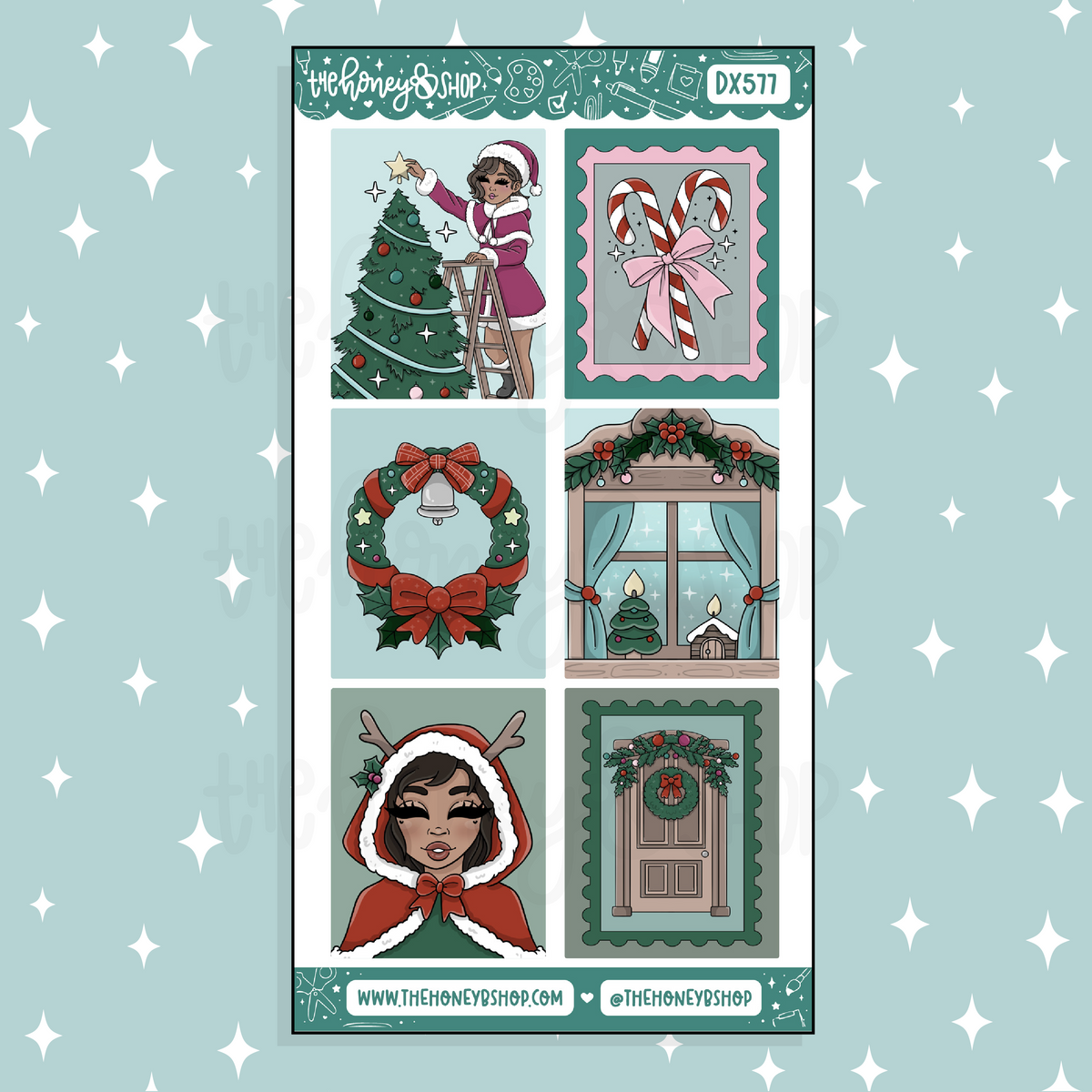 Cozy Christmas Full Boxes Doodle Sticker | November Patreon | Choose your Skin Tone!