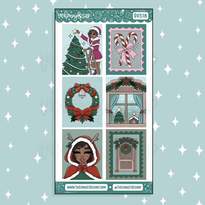 Cozy Christmas Full Boxes Doodle Sticker | November Patreon | Choose your Skin Tone!