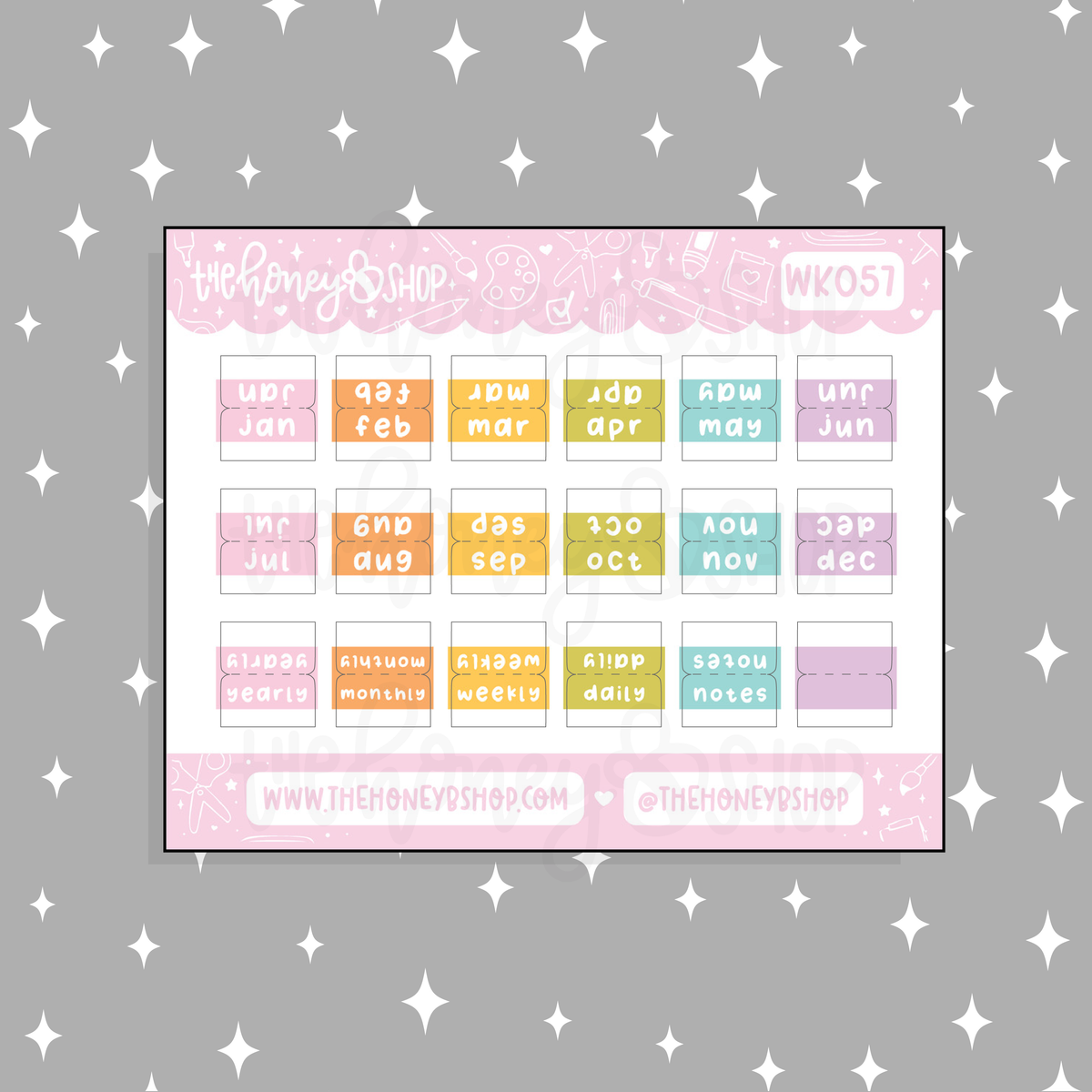 Planner Monthly + Functional Tabs Doodle Sticker | Choose Your Color Option!